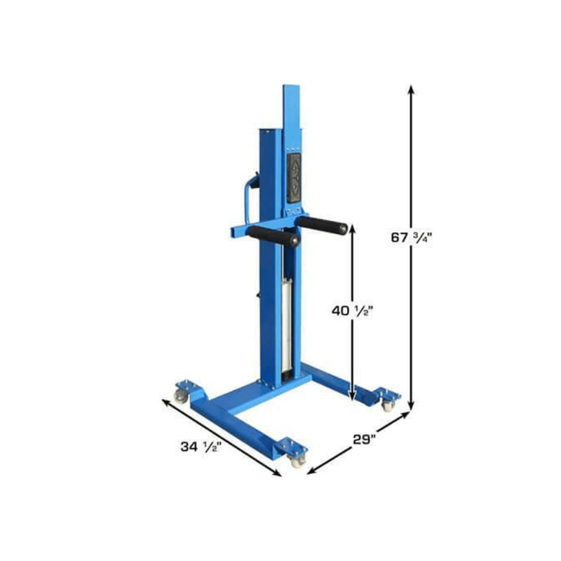 ATEATTC-AEZWL-2 Offset Pneumatic Portable Wheel Lift 180 lb. Capacity - Dimension View