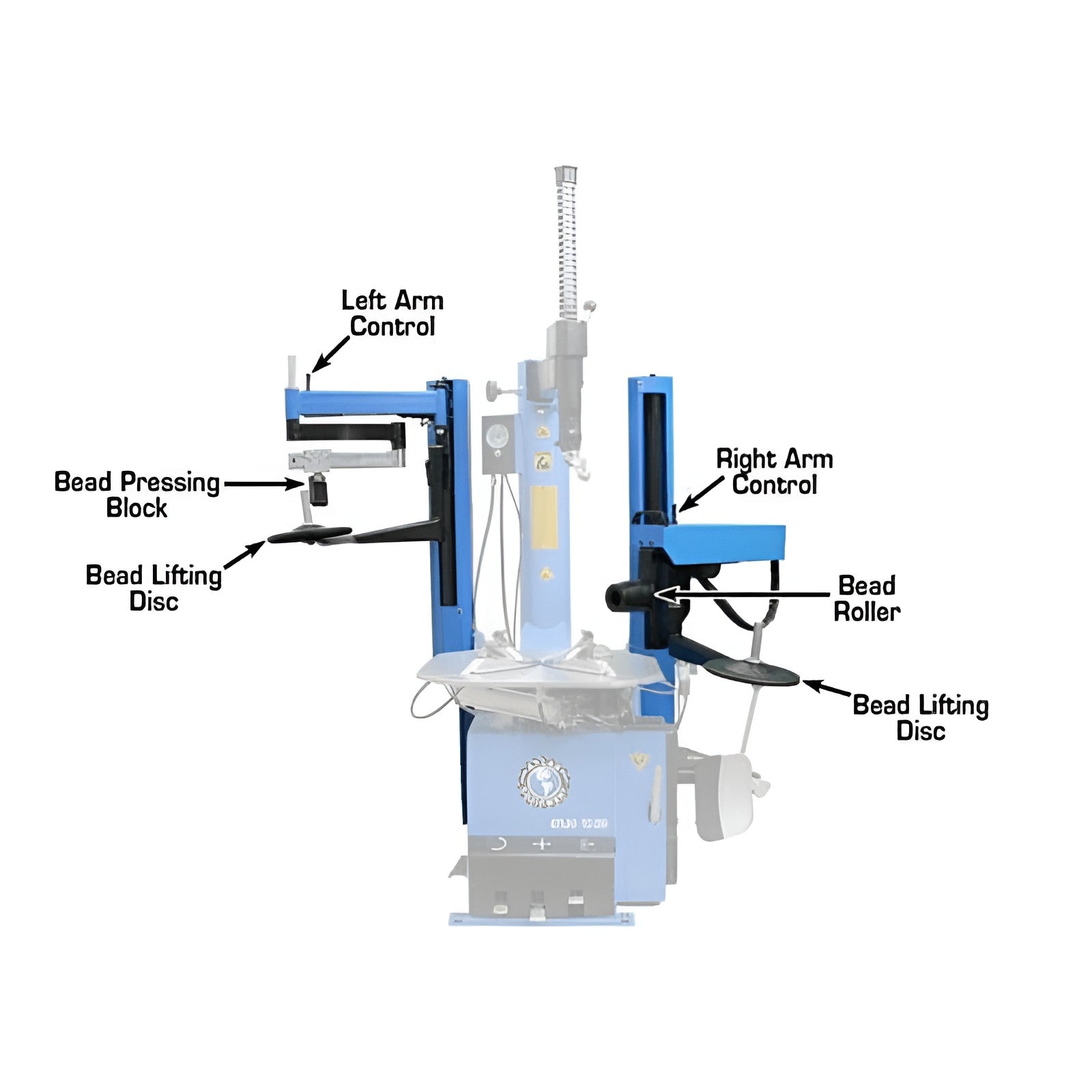 Atlas DAA-T 700 Series Dual Assist Arms Front View with Parts