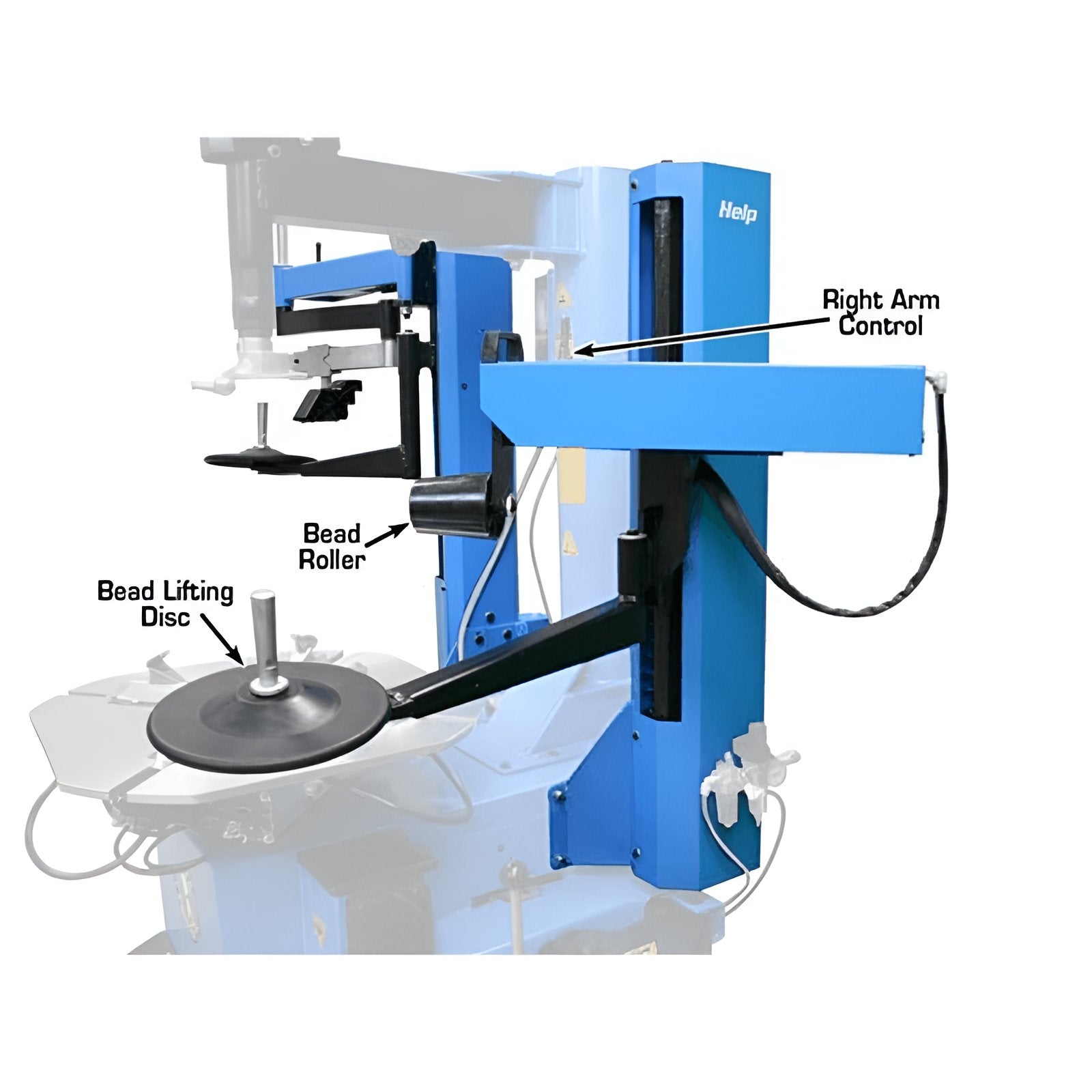 DAA-T 700 Series Dual Assist Arms Side View with Parts