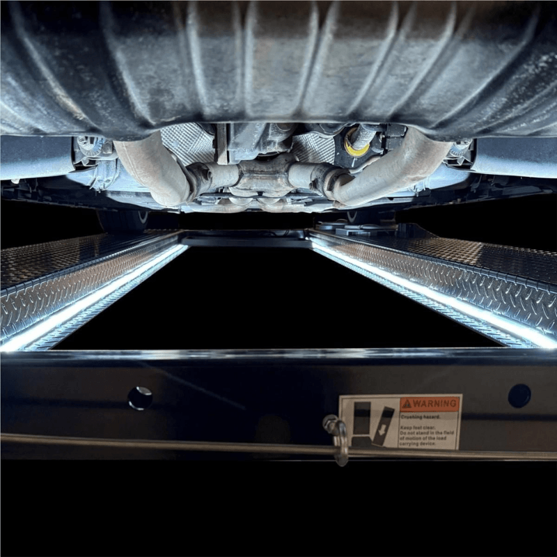 ATECED6561-2 Magnetic MountedLED Light Kit for 4-Post Lifts - Side Ramps View with Car