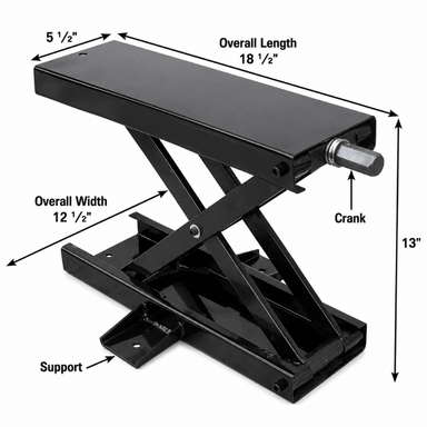 ATEHTBJ Blakcjack Motorcycle and ATV Center Jack with Adapters with dimensions View