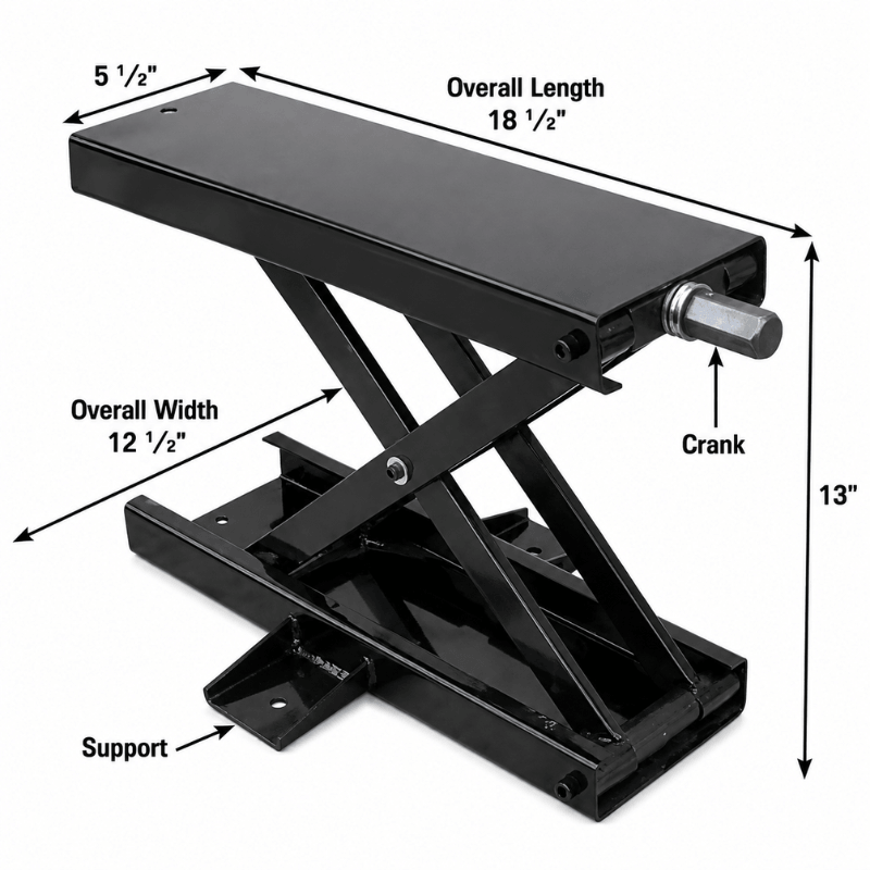 ATEHTBJ Blakcjack Motorcycle and ATV Center Jack with Adapters with dimensions View