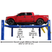 ATEXH-PRO12K 12,000lbs Commercial 4-Post Lift Side View with Dimension