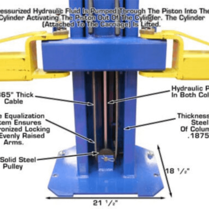 10,000 lb Extra Tall 2-Post Lift OHX10000X  Base View