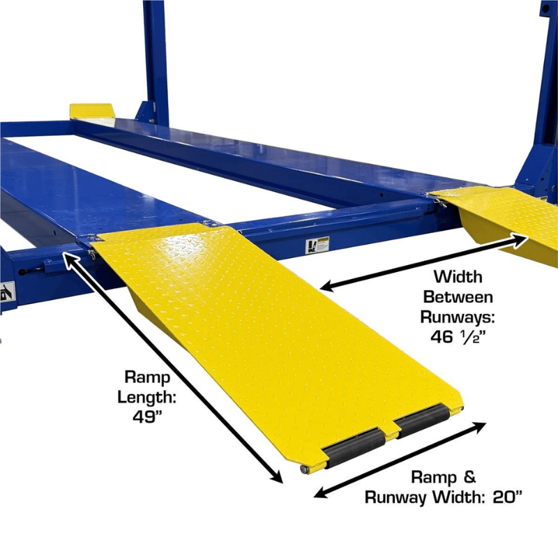 Atlas PRO14KCFA-EXT-COMBO 14000 LB. Extra Long Lift Ramps Dimension View