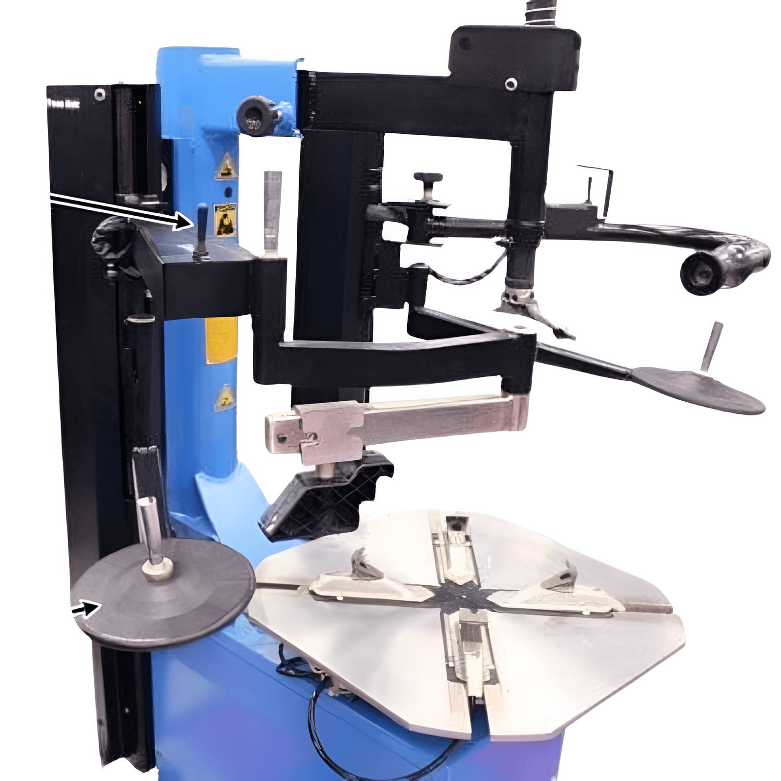 TC289DAA Extra Large Rim-Clamp Tire Changer w/ Dual Assist Arms Upper Parts View