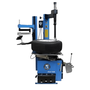 Extra Large Rim-Clamp Tire Changer w/ Assist Arm Atlas TC289LH Front View with Wheel