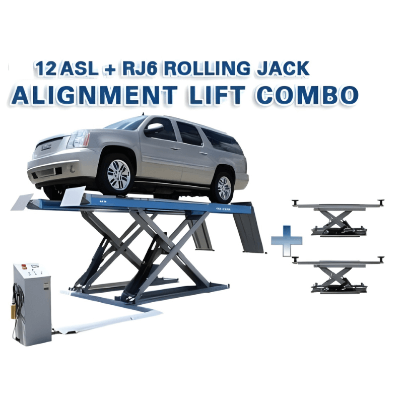 12ASL 12,000lb Scissor Alignment Lift Combo View with Jacks