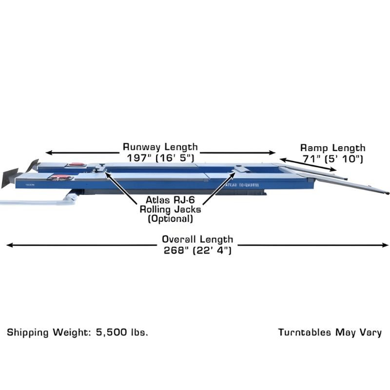 12AWFSL-N 12,000 lb Alignment Double Scissor Lift Folded View with Dimensions