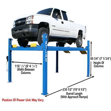 Atlas 412 Lift 12,000 lb 4 post Lift with Dimension