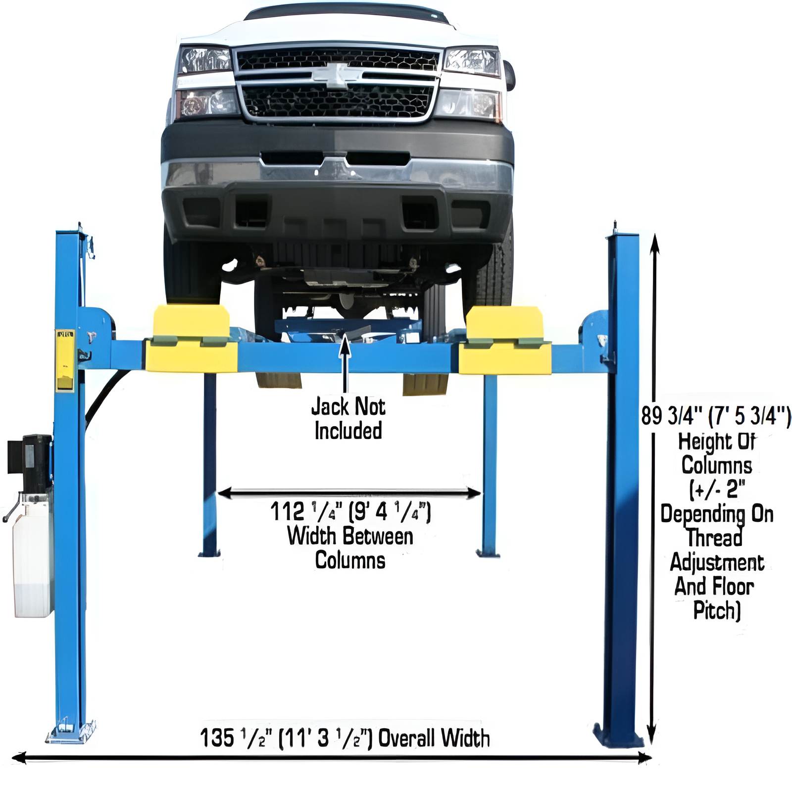 Atlas 412 Lift 12,000 lb - Commercial Front View with Car Lifting High