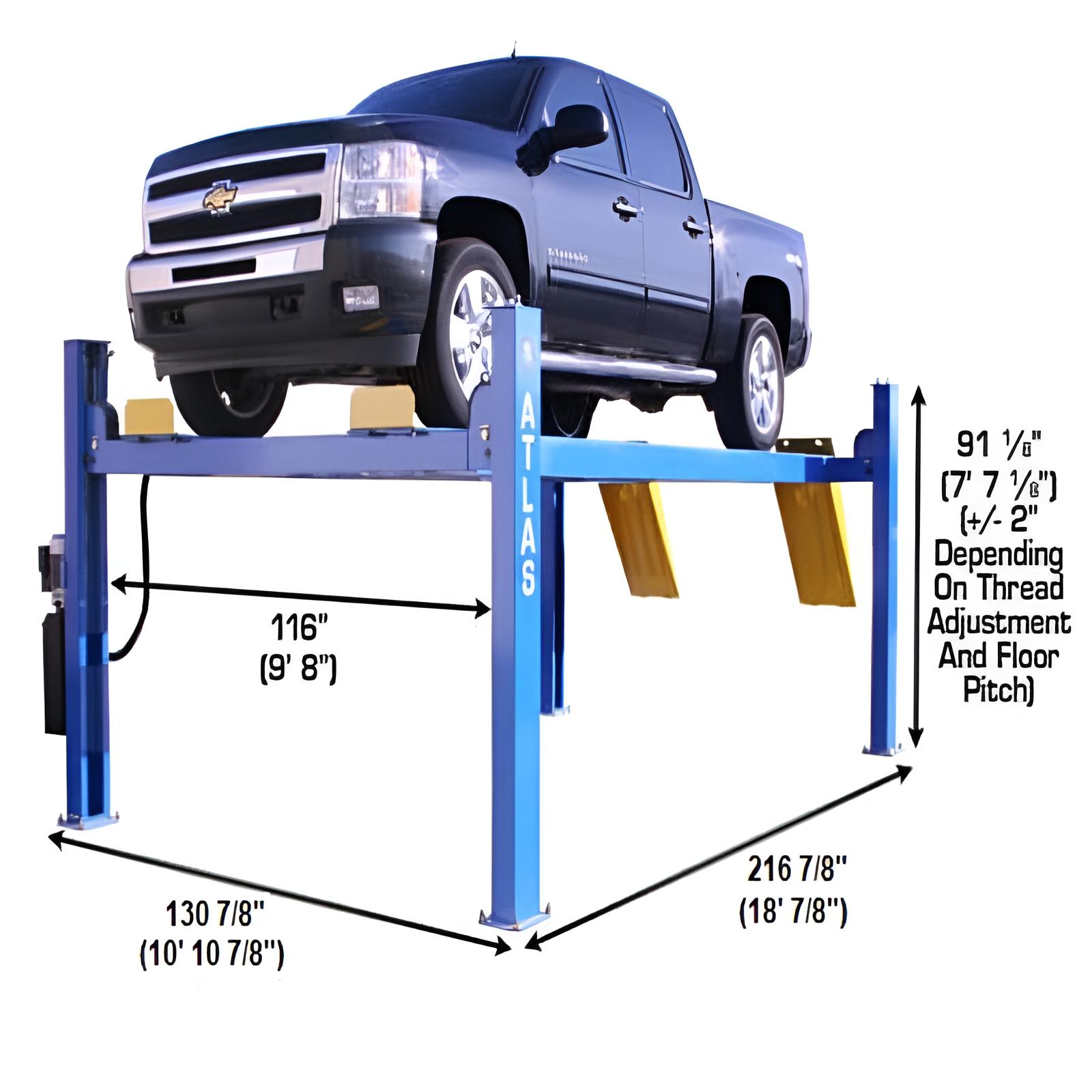 Side View 414, 14,000 lb 4 Post Lift - Commercial Grade