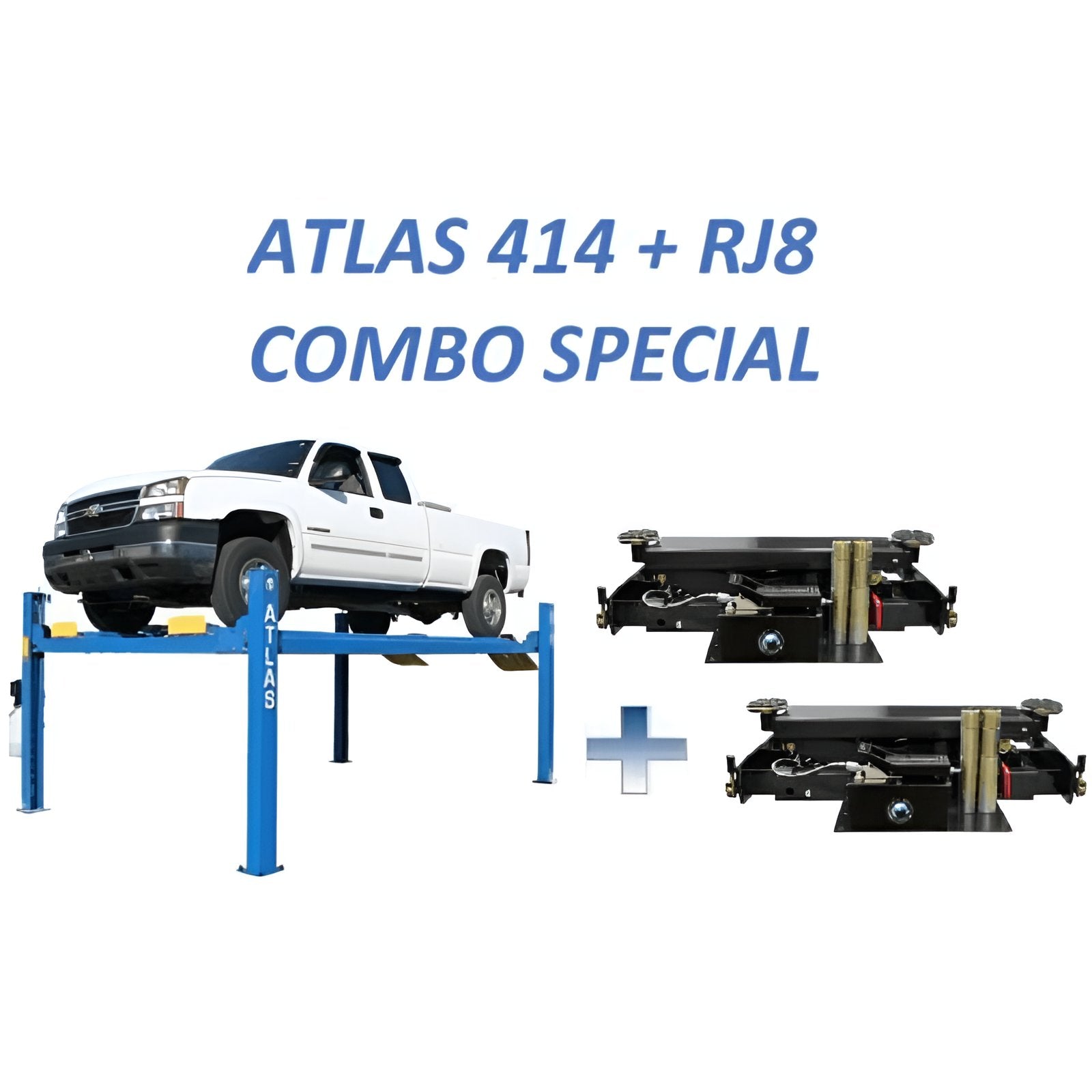 Atlas 414 14,000 LB 4-Post Lift + (2) RJ8 Jacks Combo View