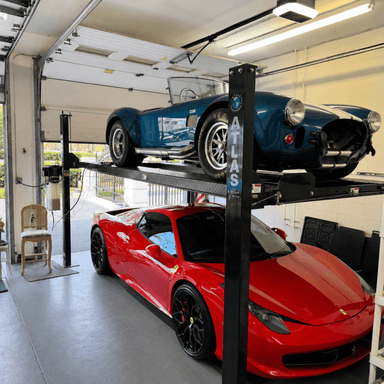 Atlas Pro8000 4 Post with Shelby and Ferrari heavyLift Direct Customer Install