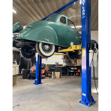Atlas 9KOH 9,000 lb 2 Post Lift - Symmetric/Asymmetric Semi side View with Car Lifting