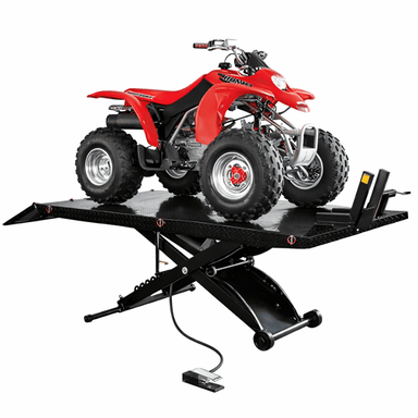 Atlas ACL XLT Motorcycle/ATV Lift Side View with 4 Wheel Motorcycle