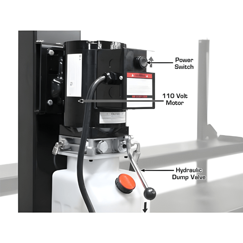 APEX 8 4 Post Lift by Atlas Motor and Power Switch View