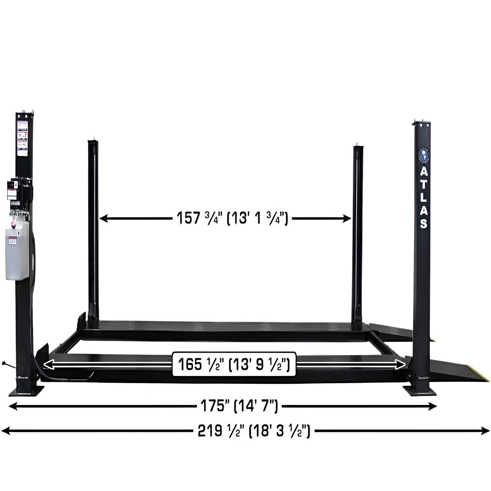 Atlas APEX 8 4-post lift Side View