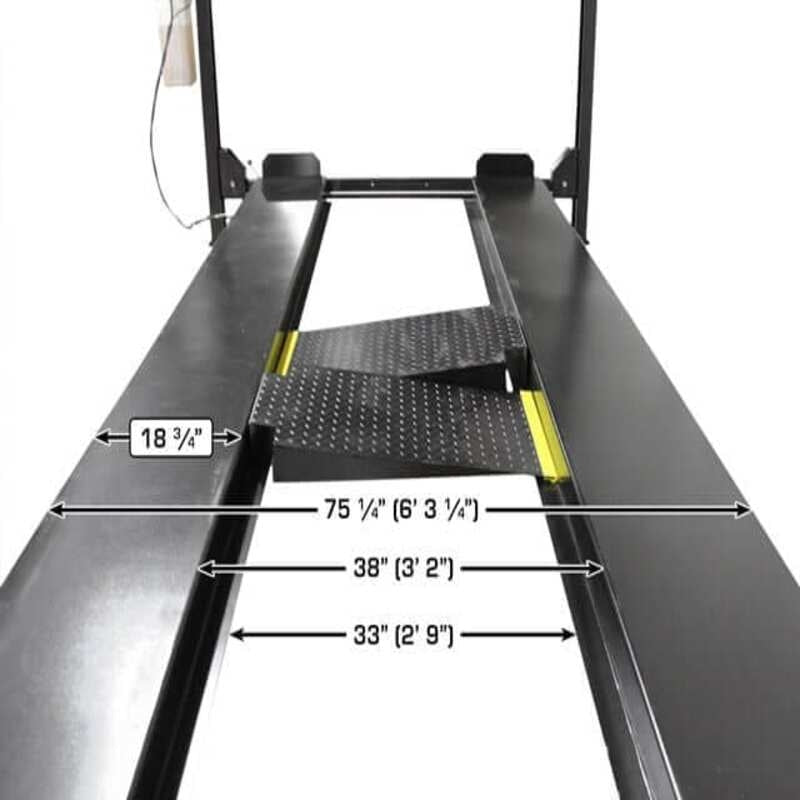 Atlas Apex 8, 8,000 lb 4 Post Parking Lift  - Dimension View