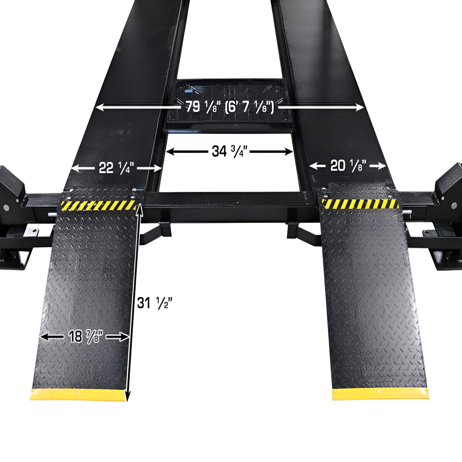 Apex 8, 8,000 lb 4 Post Vehicle Storage Lift - ALI Certified Ramp View