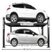 Atlas APEX 8 4-post lift Side View with car at the top and in the bottom view