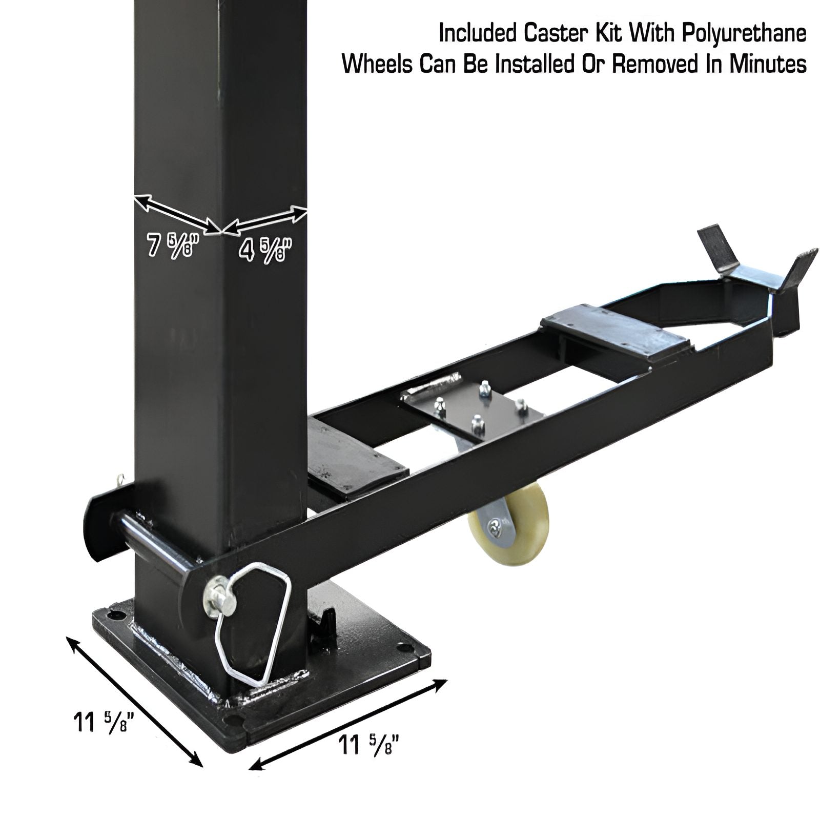 Atlas Apex 9, 9,000 lb 4 Post Vehicle Storage Lift - ALI Certified Footer Rolling Caster View