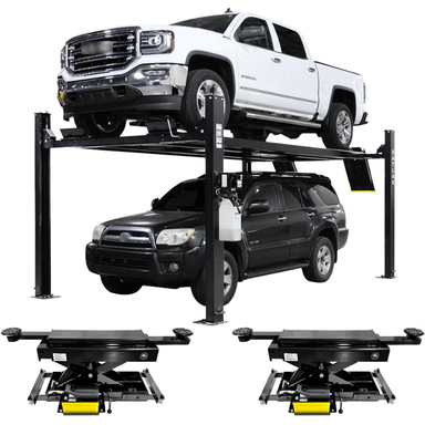 Atlas Apex 9, 9,000 lb 4 Post Lift with Two RJ45A Rolling Bridge Jack Combo View
