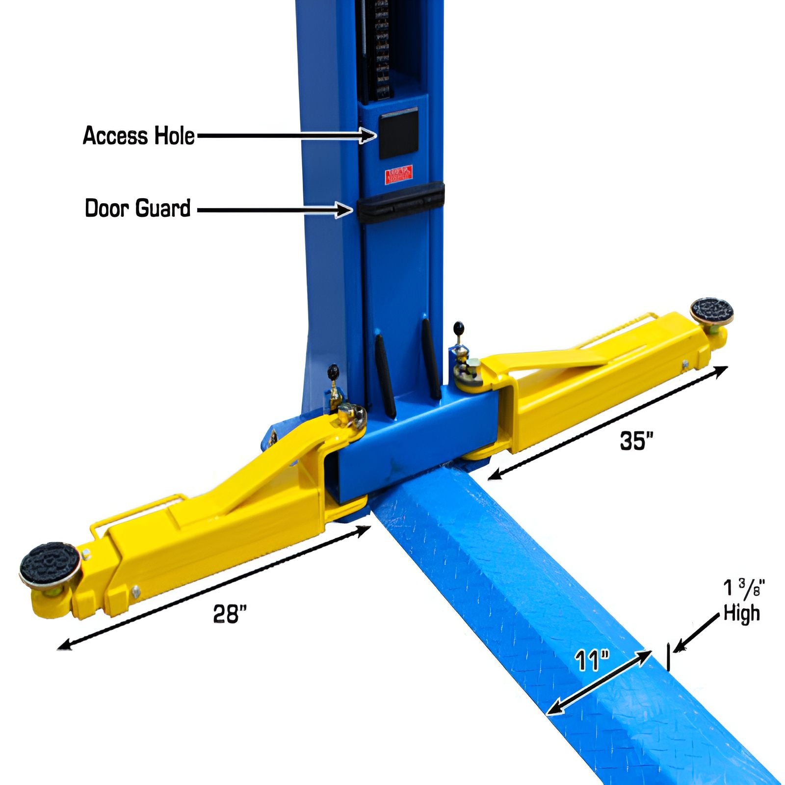 Atlas BP10000 10,000 lb 2 Post Lift - Low Ceiling Foot Base with arm View