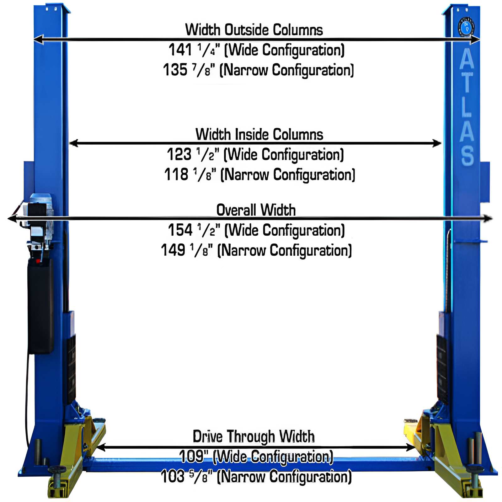 Atlas BP12000X, 12,000 lb Front View No Car