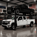 Atlas Garage Pro 8000EXT L 8,000lb 4 Post Vehicle Storage Lift - Extra Tall & Long Side View with 2 Cars