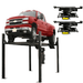 Atlas Garage Pro 9000 4-Post Lift + RJ45A Rolling Bridge Jack Combo Front View with 2 Rolling Jack