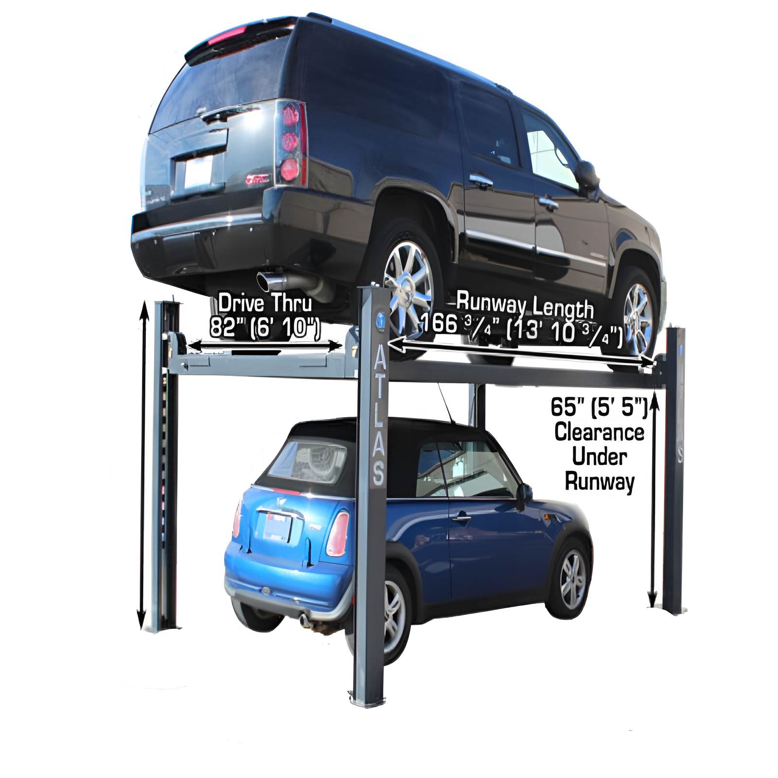 Atlas 408 SL 8,000lb 4 Post Vehicle Storage Lift Back View