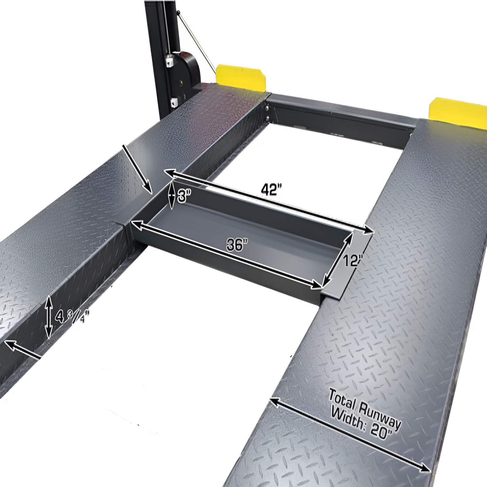 Atlas 408 SL 8,000lb 4 Post Vehicle Storage Lift - Center Ramp View