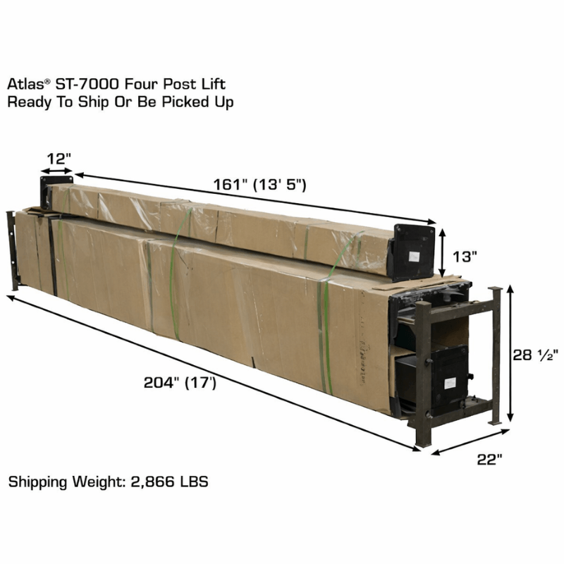 Atlas PRO7000ST, 7,000 lb 4 Post Lift - Extra Tall Shipping Package View