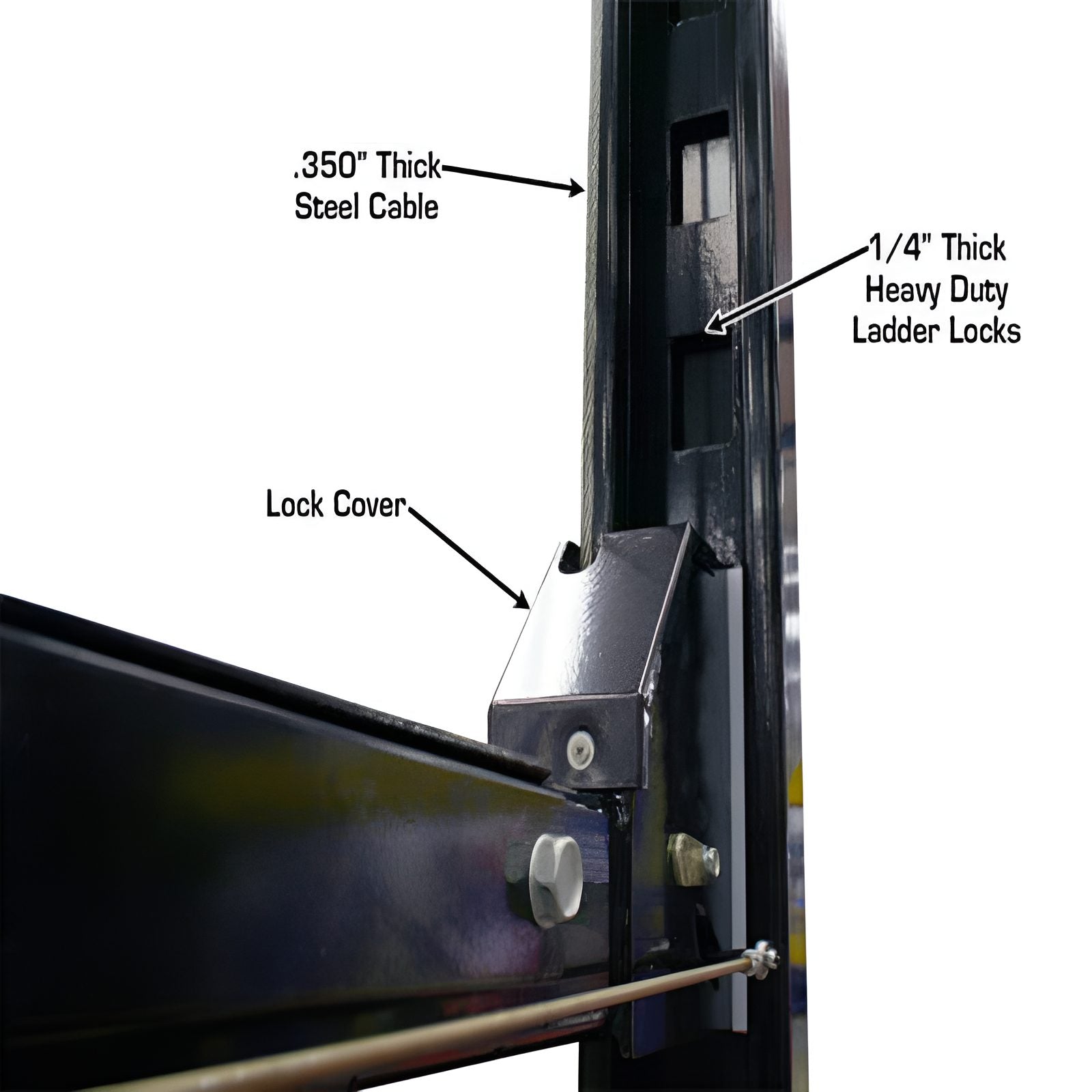 Garage Pro8000, 8,000 lb 4 Post Vehicle Storage Lift ladder Locks View
