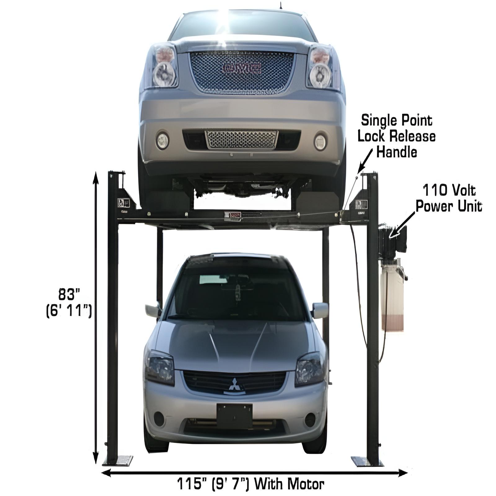 Atlas Garage Pro8000, 8,000 lb 4 Post Vehicle Storage Lift - Front View