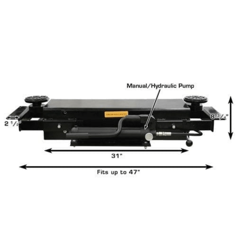 PREMIUM 408SL 4 Post Lift + RJ35 Sliding Jacks by Atlas Position Dimension View