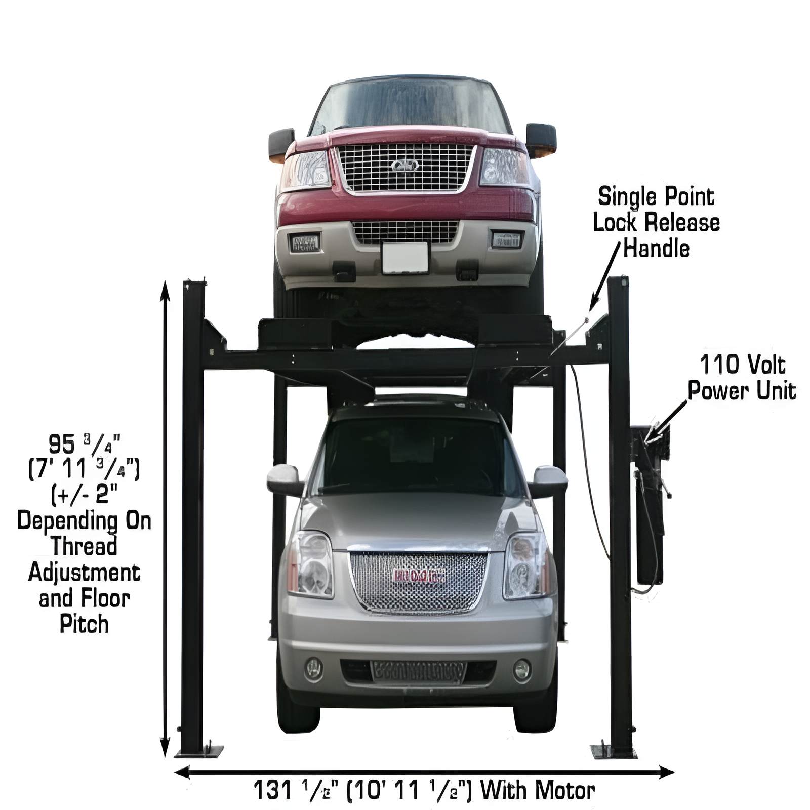 Atlas Garage Pro 9000 - 9,000lb Front View with Cars