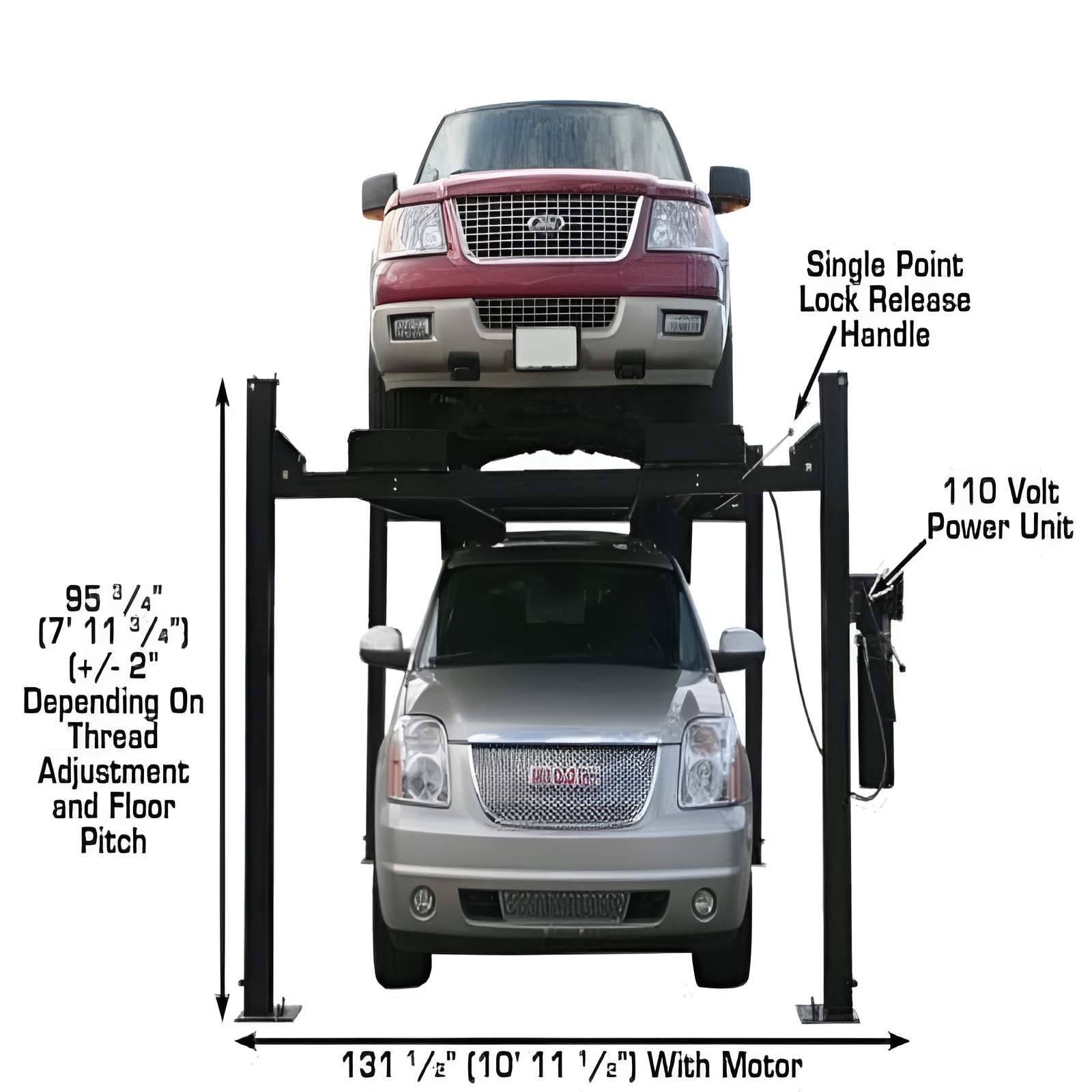 Atlas Garage Pro 9000 4 post lift with rolling bridge jacks