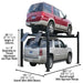 Atlas Garage Pro 9000 4 post lift in raised position with SUV