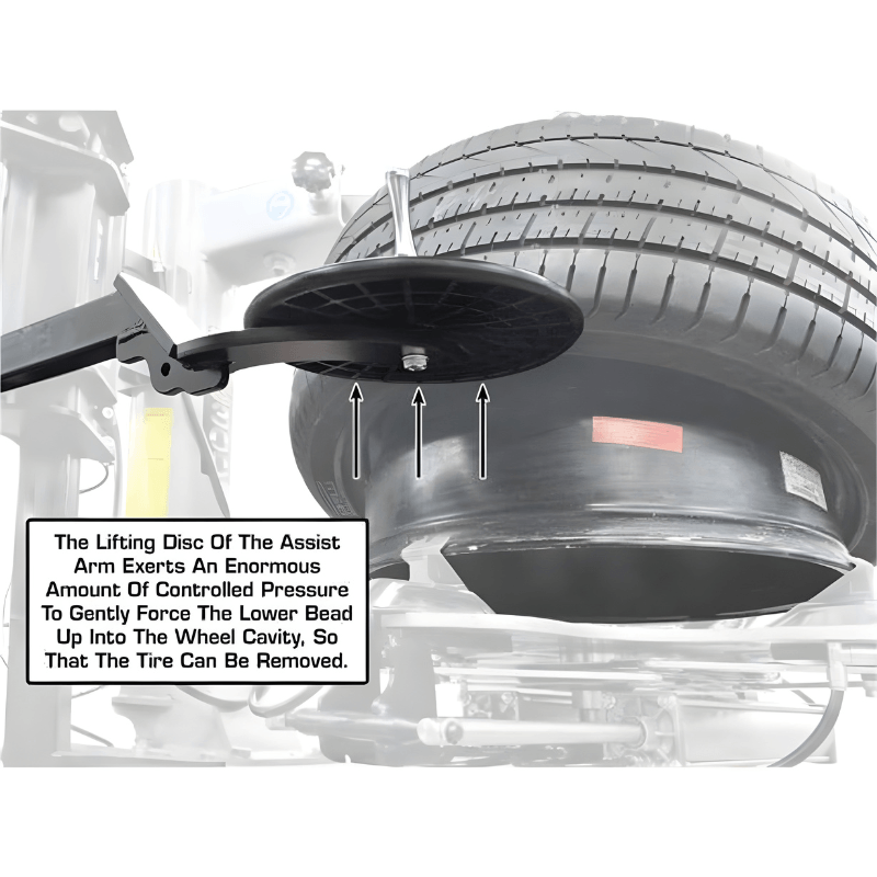 Atlas PTC300 Rim-Clamp Tire Changer w/ Assist Arm Lifting Disc View