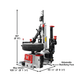PTC500 Center Post Tire Changer w/ Assist Arms Side View with Tire and Dimensions