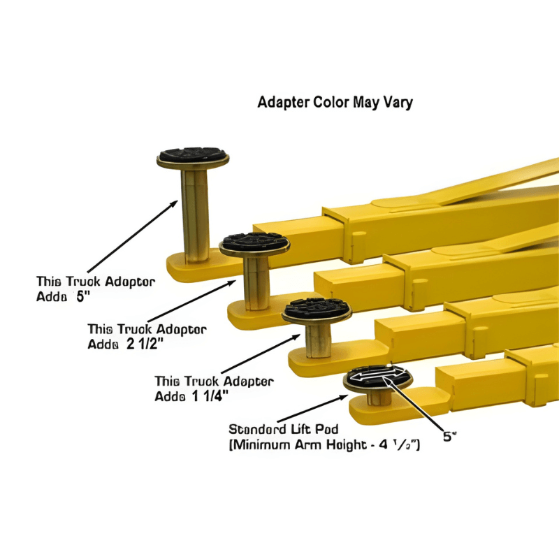 Atlas PV12PX 12,000 lb 2 Post Lift Arms With Adapter Sizes View