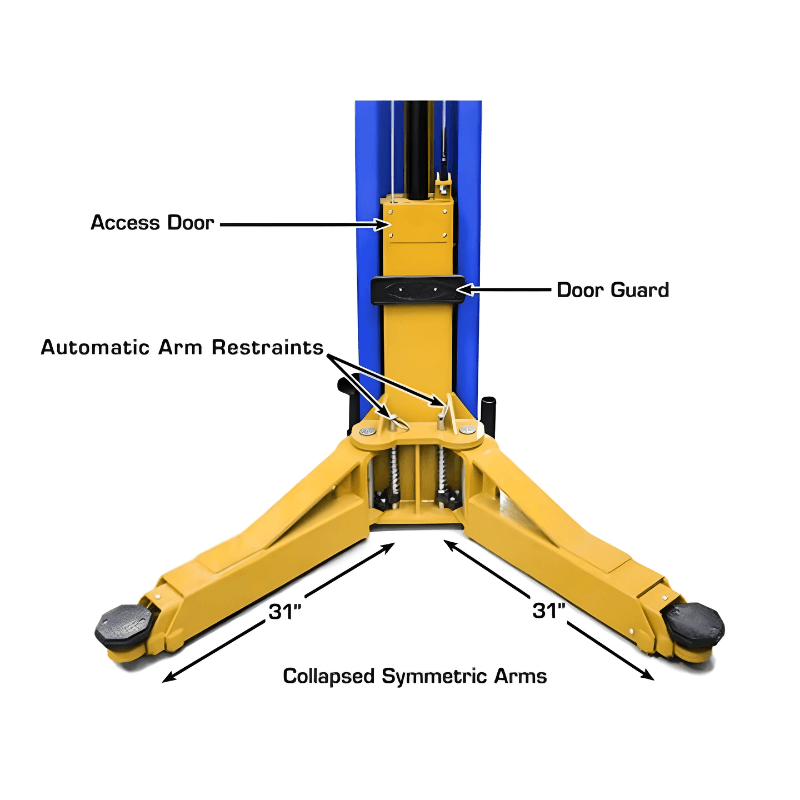 Atlas PV12PX 12,000 lb 2 Post Lift - Adjustable Height Collapse arm View