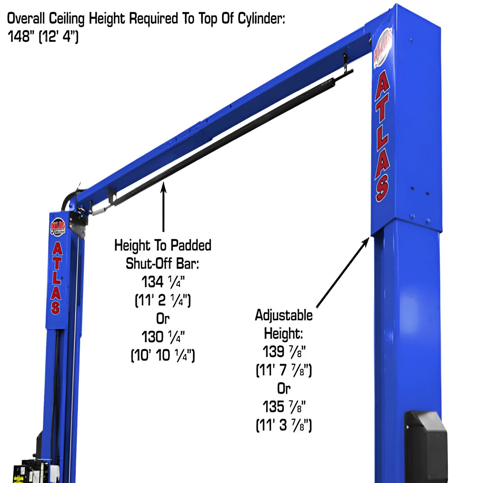 PVL10, 10,000 lb 2 Post Lift - ALI Certified upper part view