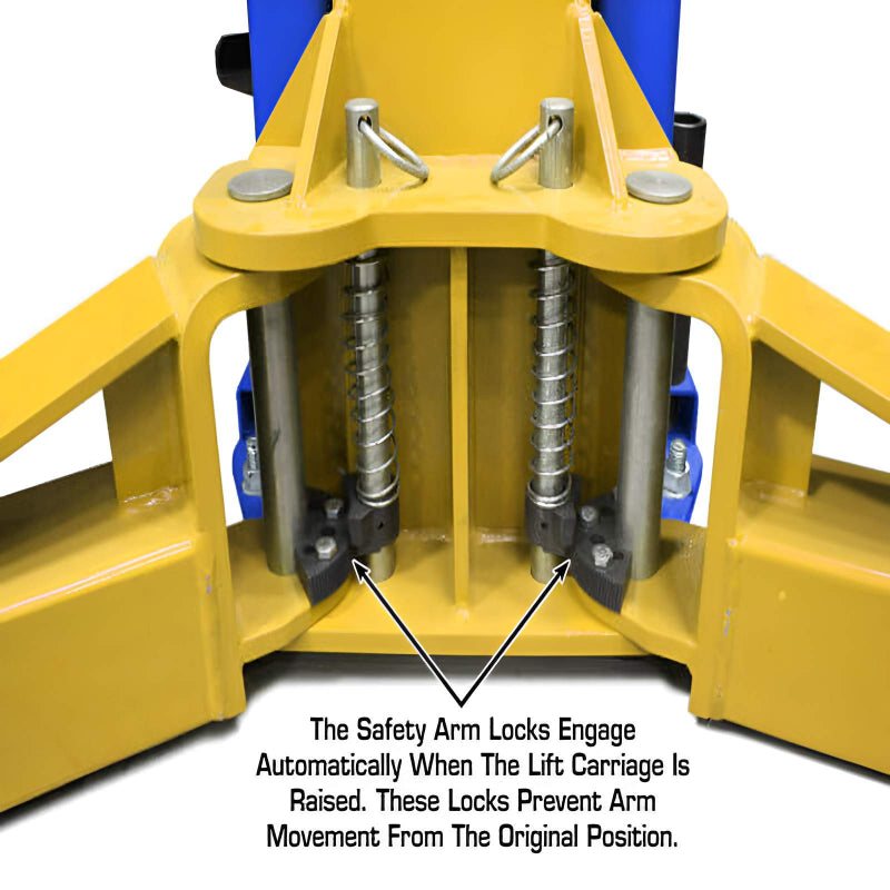PVL12, 12,000 lb 2 Post Lift - Extra Wide & Tall - ALI Certified Arm Base View