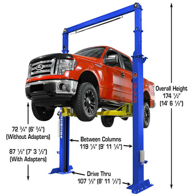 PVL15, 15,000 lb 2 Post Lift - Commercial Grade Semi Front View