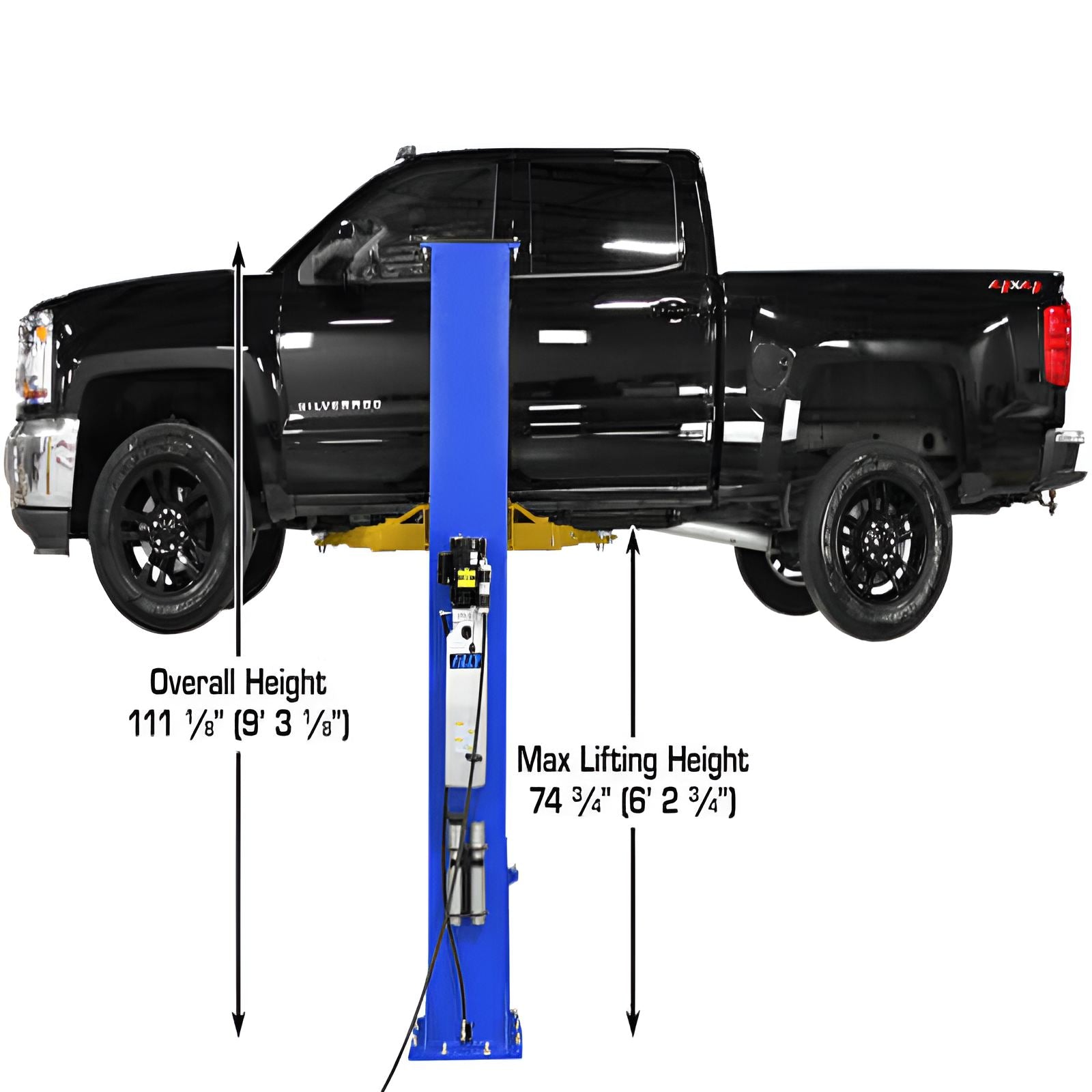 Atlas PVL9BP 9,000 lb 2 Post Lift - ALI Certified Side View Lifting High