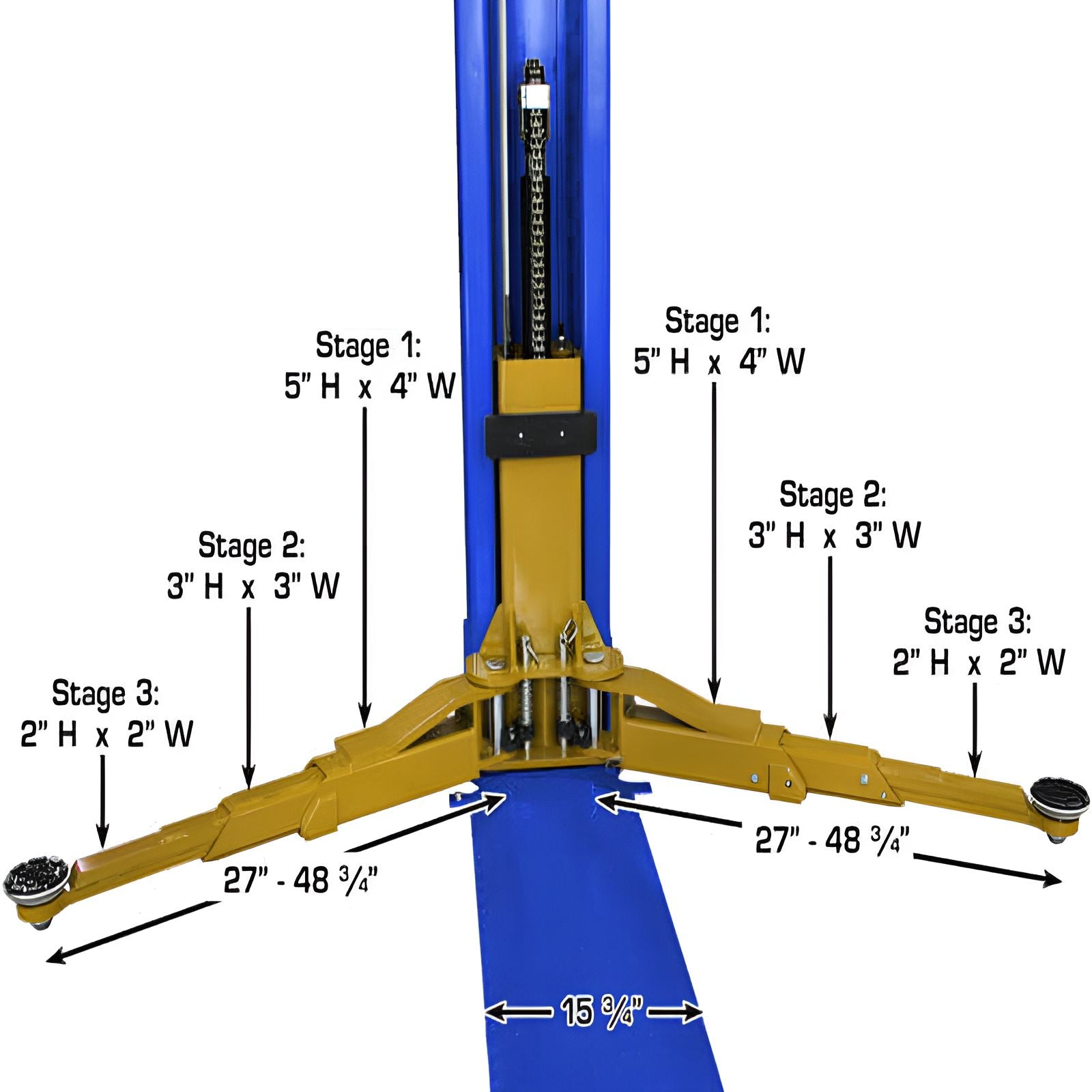 Atlas PVL9BP 9,000 lb 2 Post Lift - ALI Certified open Arm View