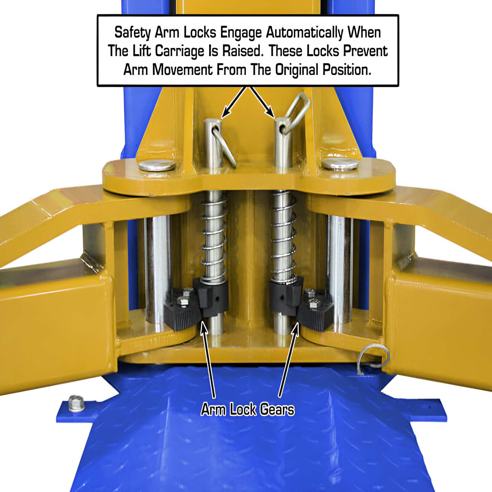  PVL9BP 9,000 lb 2 Post Lift - ALI Certified Arm Base View